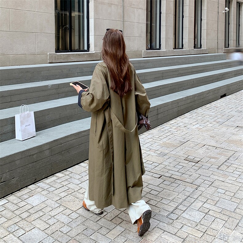 新款！韩版休闲长风衣A919-P195-K298,女装风衣,2C025