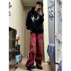 B221美式ins高街暗黑小众宽松直筒运动牛仔裤LK23139-P65控88，男装牛仔裤，电商B221
