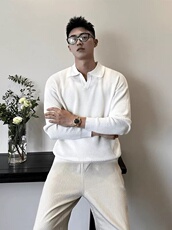 质感拉满加厚纹理款V领毛衣针织衫纯色D1178-P78，男装针织衫/毛衣，星座1012-1