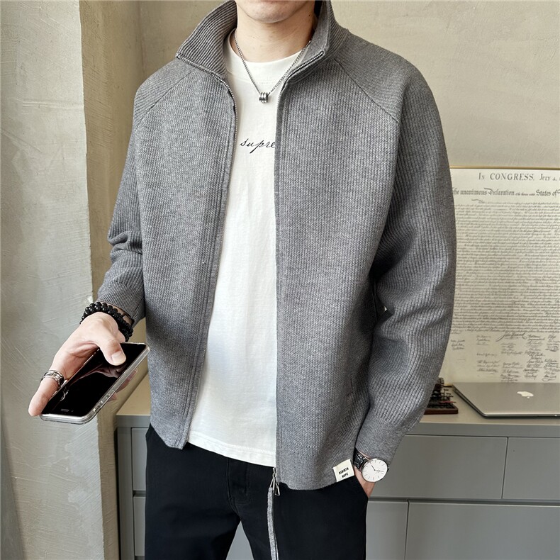 秋冬新款慵懒风高级感针织美式立领男毛衣开衫夹克外套K7732-P135,男装针织衫/毛衣,电商A237