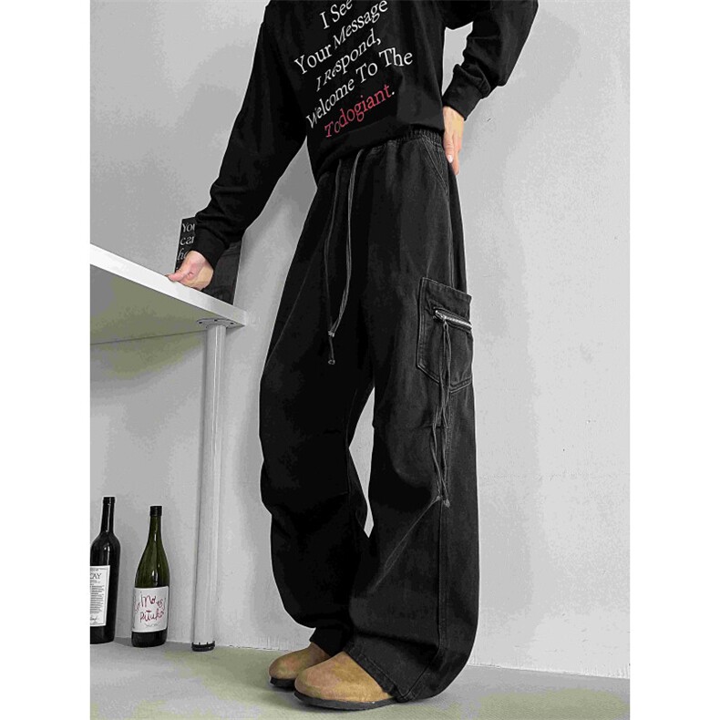 美式户外复古工装战术牛仔休闲裤男女同款宽松休闲百搭直筒阔腿装，男装工装外套，四季星座505