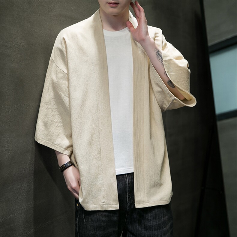 2023风春夏棉麻披风开衫男宽松防晒服小众和服A203-666特p25,男装防晒衣,星座815（原A203）