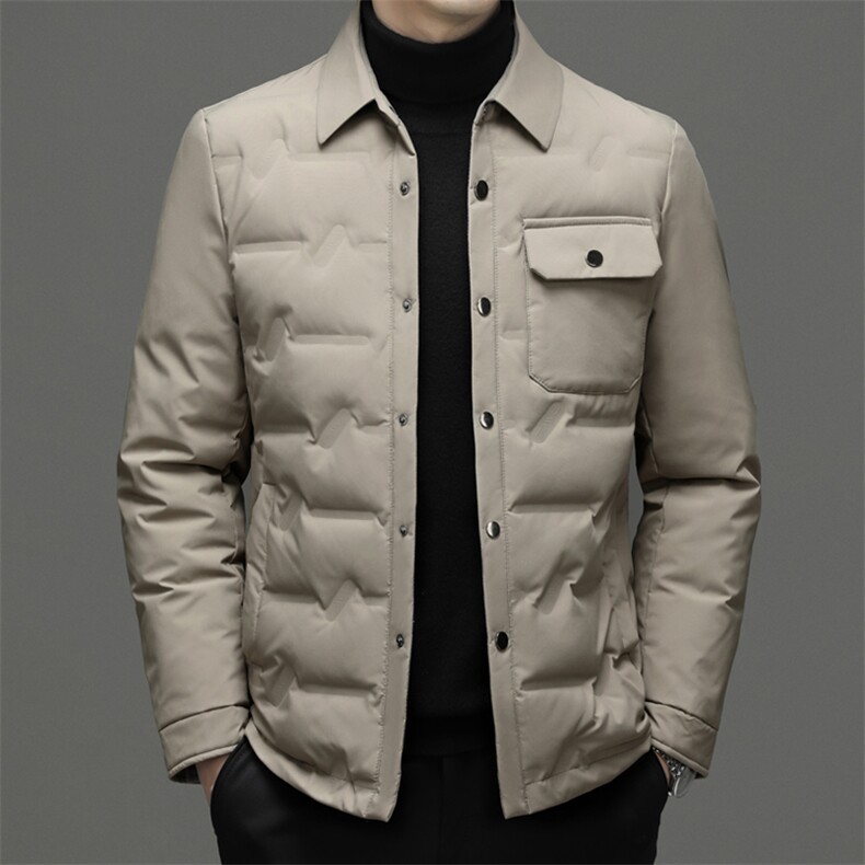 冬季新款加厚保暖羽绒服中年男士商务休闲爸爸装上衣白鸭绒外套，男装羽绒服，电商B212（原钱塘6029）