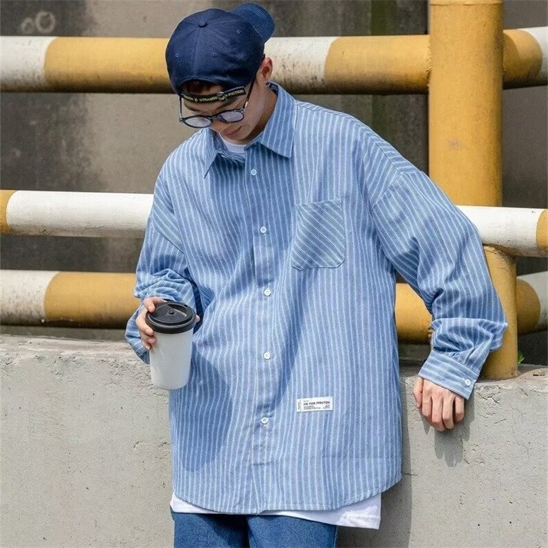 2025新款原宿简约ins时尚文艺百搭慵懒气质长袖衬衫潮流流行日系图片