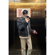 水洗做旧短款牛仔外套男高级感痞帅春秋款美式复古废土风boxy夹克，男装夹克，星座1007（原301D）