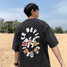T恤标准ins青春流行文艺夏季圆领时尚潮牌潮五分袖男潮流，男装T恤，星座716-2