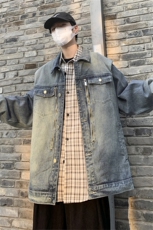 美式垫肩水洗牛仔夹克男秋冬ins潮牌复古感小众情侣款高级感外套，男装夹克，星座505-2（原电商A260-1)