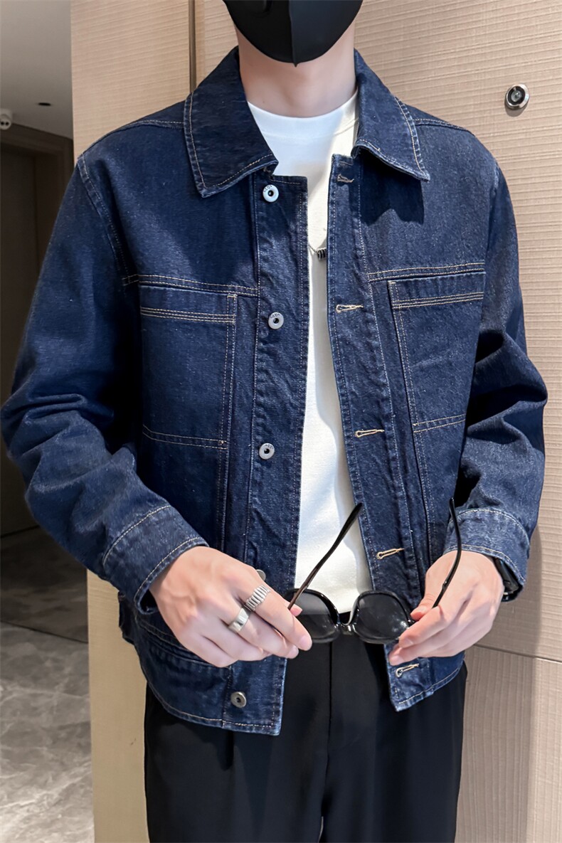 社会小伙男士秋冬明线牛仔2025秋季长袖夹克店主风JK8011-P125,男装夹克,电商A236