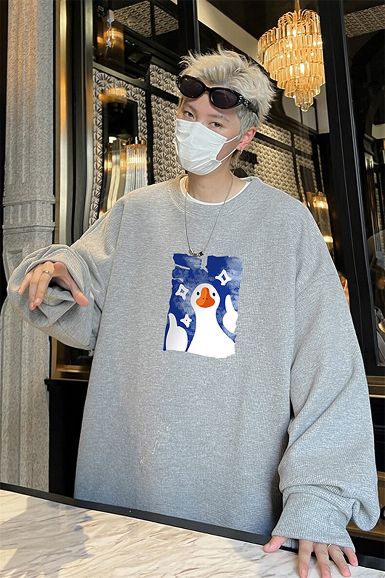 华夫格！华夫格上衣男圆领华夫格卫衣男大码长袖t恤男HY252-特P23,男装T恤,电商B367