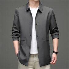 2023秋季新款中年商务休闲薄款免烫外套男士时尚百搭长袖风衣，男装风衣，电商B212（原钱塘6029）