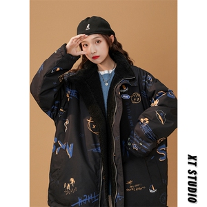 两面穿重磅女港风潮牌潮流美式棉服外套A170-M801-TP38图片