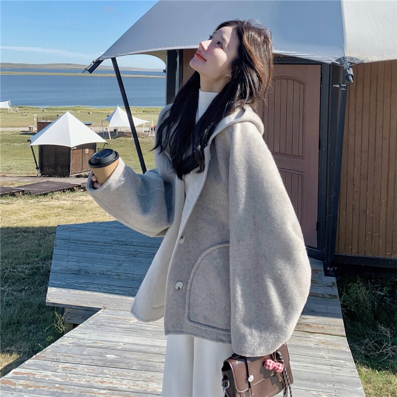 大衣女高级感宽松独特别致毛呢外套冬季，女装毛呢外套，浙宝099