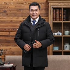羽绒服男中长款加厚冬装大码中老年爸爸装男士休闲白鸭绒保暖外套，男装羽绒服，电商B212（原钱塘6029）