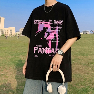 草地夏季宽松短袖T恤男潮T61105 P25控38图片