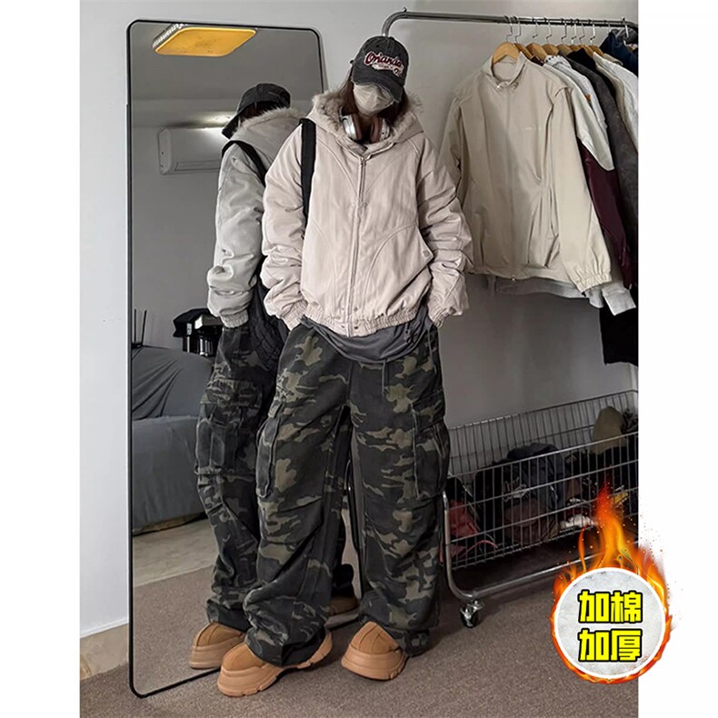 现货高品质美式高街冬季重磅硬挺短款座山雕毛领棉衣男女加厚外套，男装棉衣，电商A486