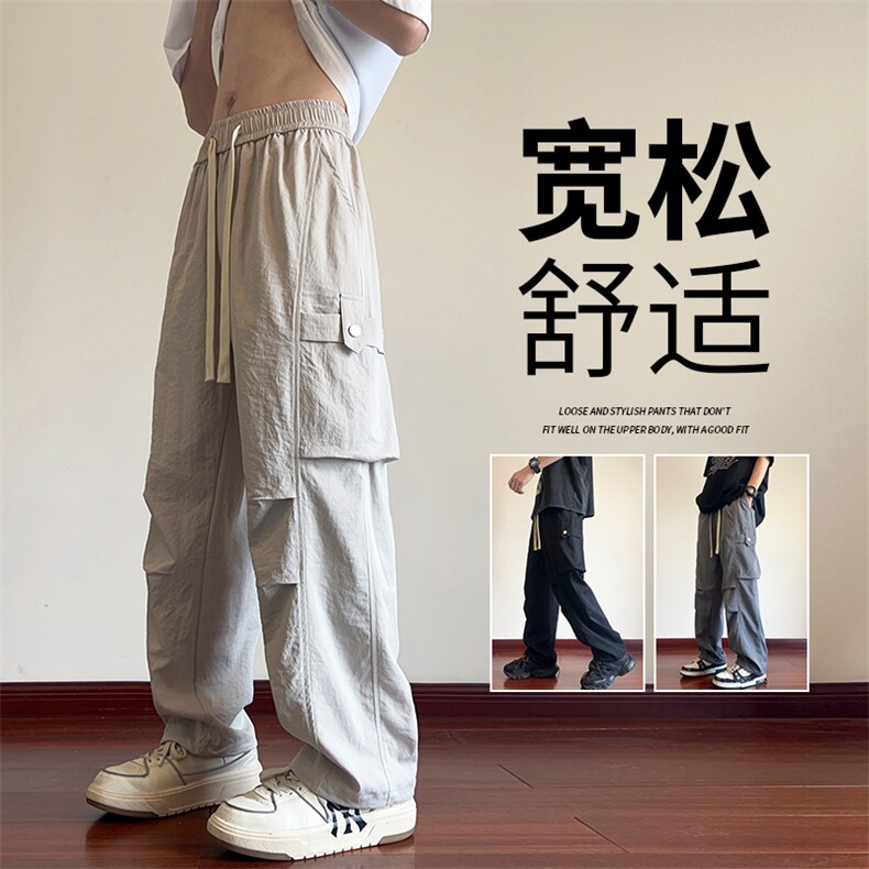 直播数据款 春季新款大口袋伞兵裤宽松直筒休闲裤工装裤 K515-P42图片