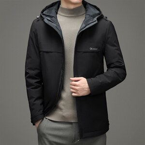 男士休闲宽松中长款冬季连帽厚款男士时尚羽绒服SNNYR86066-P280图片