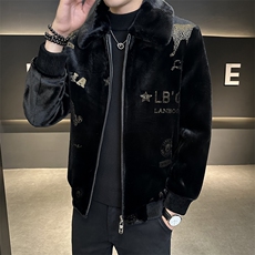 冬男士翻领外套中年商务休闲金貂绒夹克保暖上衣ZX6666-P220，男装夹克，星座1105-3
