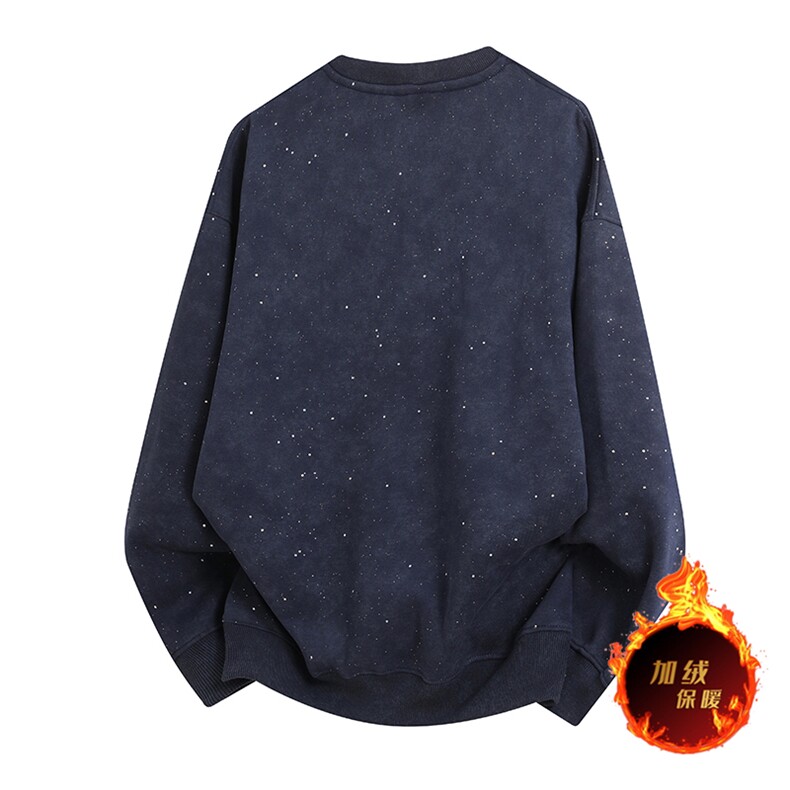 抖音得物二开美式高街加绒重磅水洗满天星扎染圆领卫衣W380JR,男装卫衣,电商A486