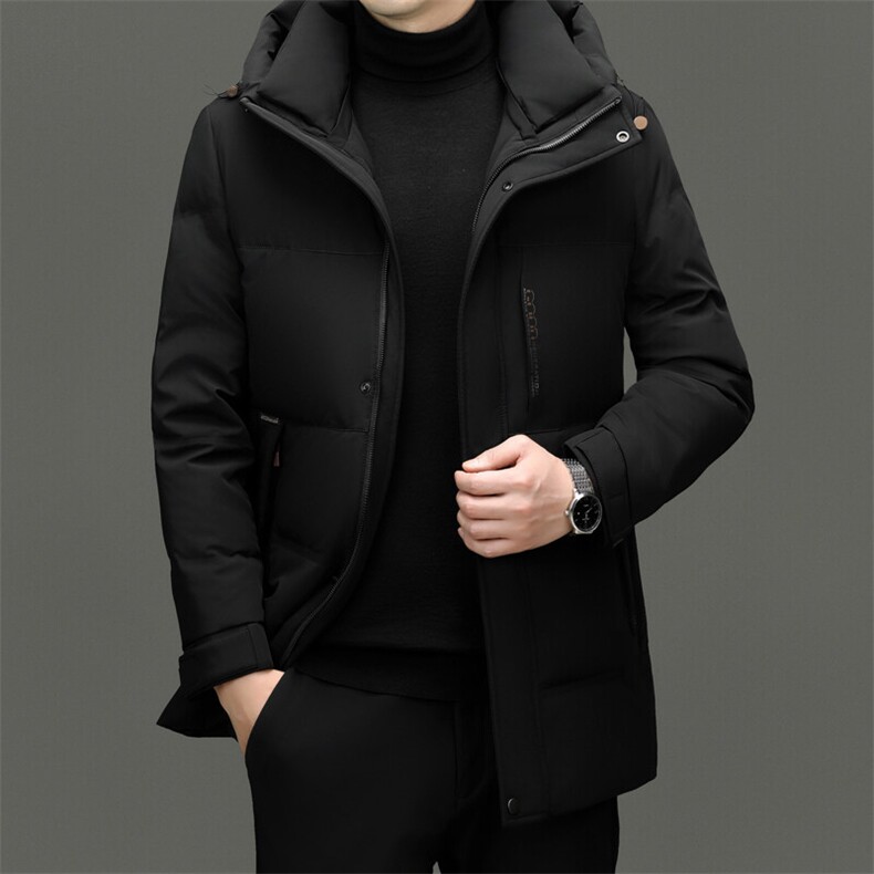 【高充绒】冬季时尚加厚羽绒服男中长款连帽保暖外套男士高端大码,男装羽绒服,电商B212（原钱塘6029）