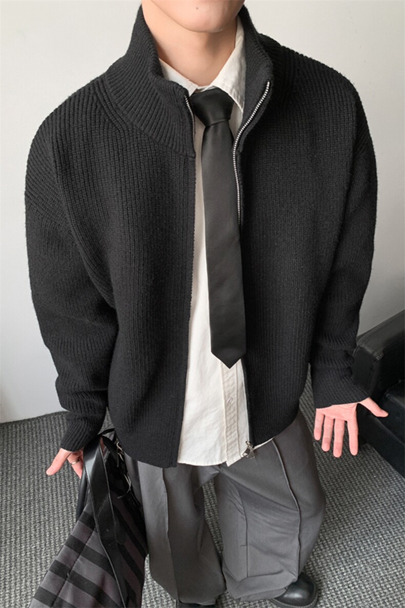 cleanfit开衫毛衣男生春秋季户外纯色百搭潮牌宽松立领针织衫外套,男装针织衫/毛衣,电商A022