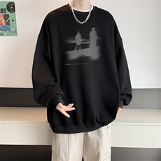 已注册华棉秋冬重磅韩版情侣宽松圆领卫衣男潮WY9297/P35加绒P45，男装卫衣，电商B316