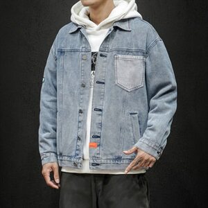 控价128 男士牛仔外套2021春秋新款青少年休闲时尚夹克DS944TP65图片