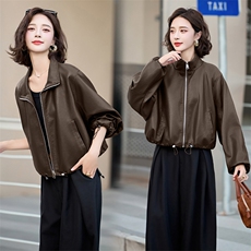 短款蛋白皮柔软皮衣2025春季新款女装时尚帅气炸街外套，女装皮衣，潮流依族