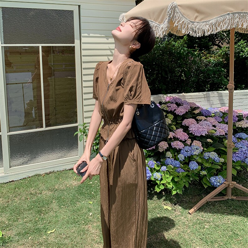 新款现货主推V领阔腿裤套装9828-P125-K178,女装套装/套裙,2C129