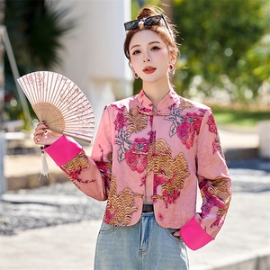新中式提花超火短外套女2025早春流行爆款小个子减龄精致唐装上衣图片