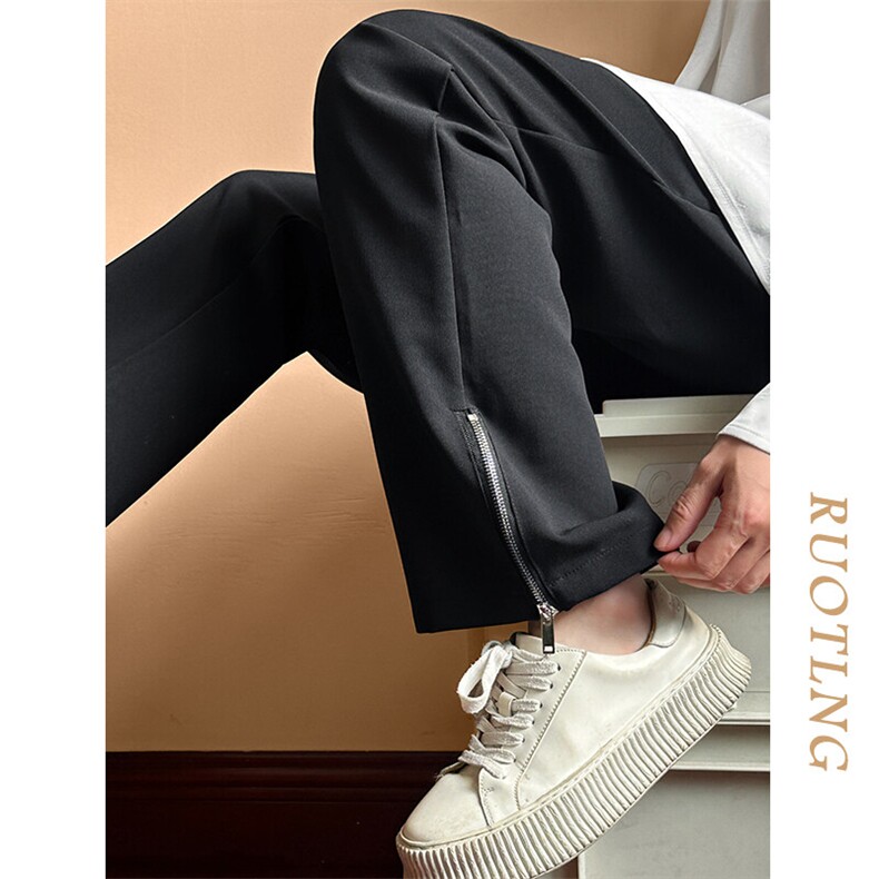 现货新款个性时尚潮牌休闲长裤男垂感裤脚拉链A351-AK2443-P55，男装休闲裤，电商A351