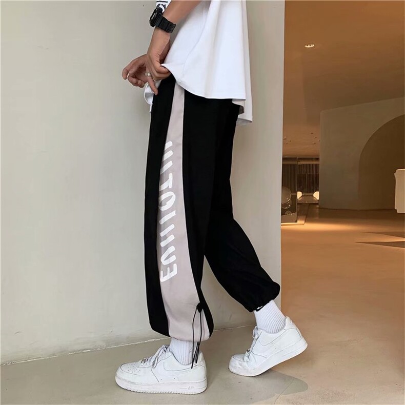 潮牌休闲裤男ins潮流港风宽松束脚韩版百搭阔腿运动长裤GK82-p30图片