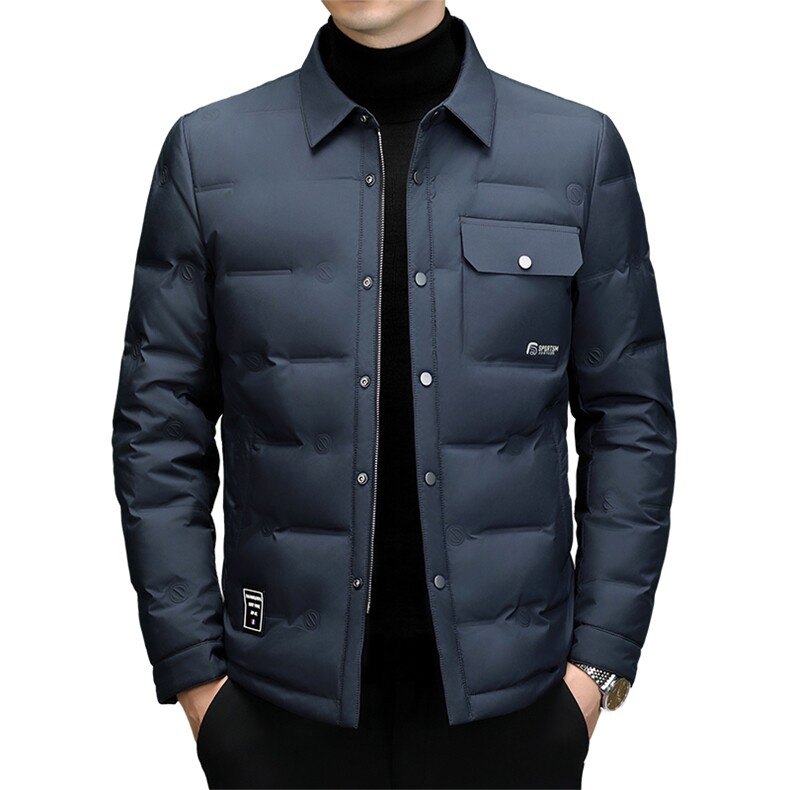 DF8001钱塘2020-2冬季百搭简约翻领厚款中年男士羽绒服P215,男装羽绒服,钱塘207-2