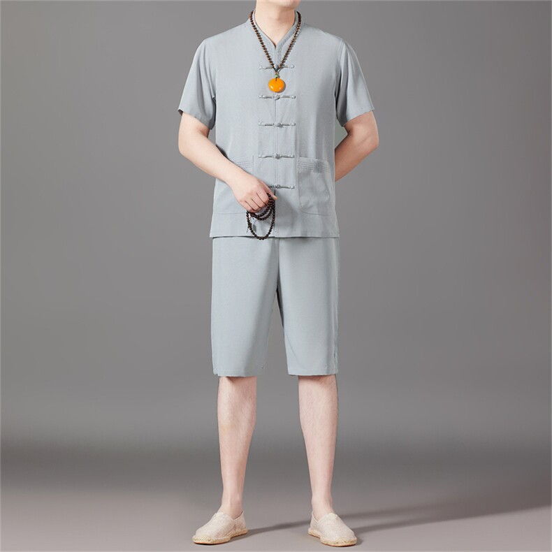 风唐装短袖衬衫男夏季中老年风中式汉服套装MJ5103B-P90,男装衬衫,星座1105-3