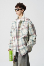 粗花呢格纹棉服复古大码夹棉加厚小香风毛圈格子呢外套LF101特P95，男装棉衣，电商B215