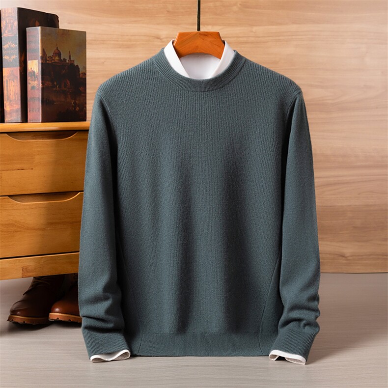 2025秋冬百搭时尚简约圆领长袖保暖舒适针织羊绒衫，男装羊绒套衫，美创羊绒