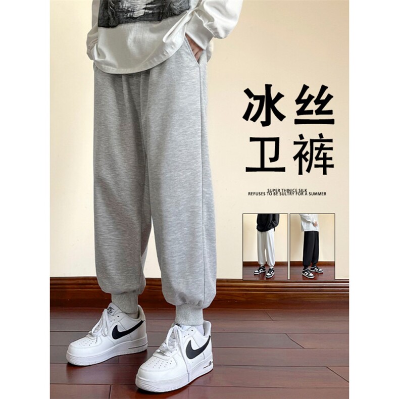 潮牌卫裤男士夏款2024新款痞帅休闲男裤束脚九分裤WK20-1特批-22图片