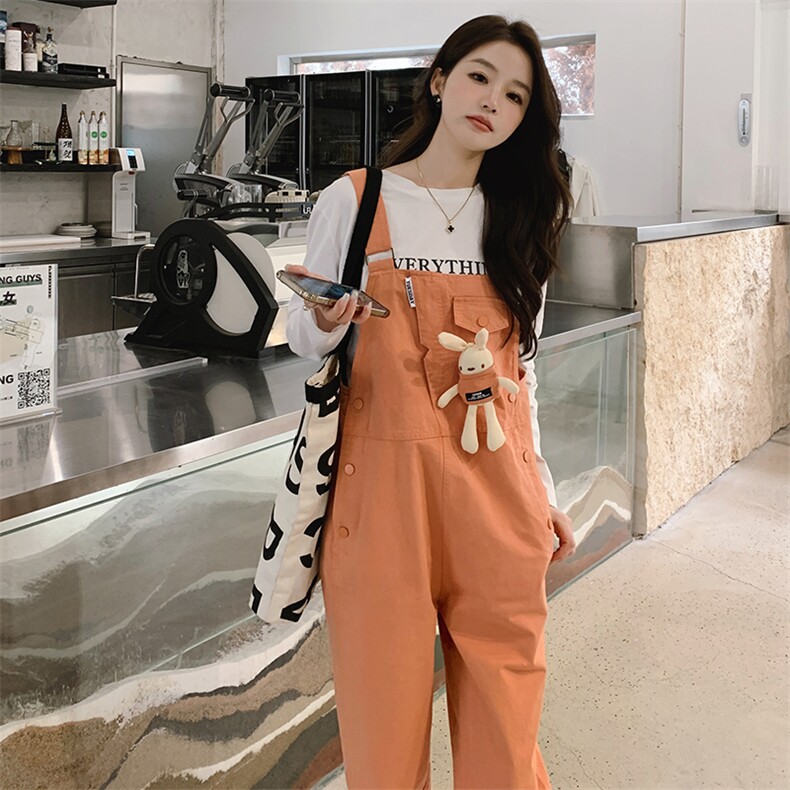 背带裤女2023新款秋季宽松显瘦网红炸街姐妹糖果色闺蜜装,女装连体裤,浙宝276（原081）