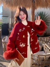 现货新款2183-P390-K569双面羊绒带袖毛狐狸毛可脱，女装双面呢大衣，然然