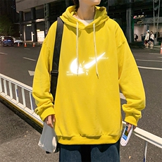 WY2111-P35加绒款-P40纯棉连帽卫衣男大码运动帽衫宽松薄外套男，男装卫衣，电商A040