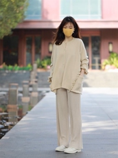 时尚洋气款35%羊绒春秋纯色木耳边开衫，女装羊绒衫，以美红杉羊绒