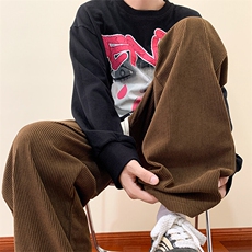 秋款垂感休闲裤宽松直筒裤灯芯绒拖地裤，男装休闲裤，星座310A-4