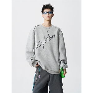 HW2535-特p45控78面布54.2棉45.8聚酯圆领领情侣卫衣宽松外套男图片