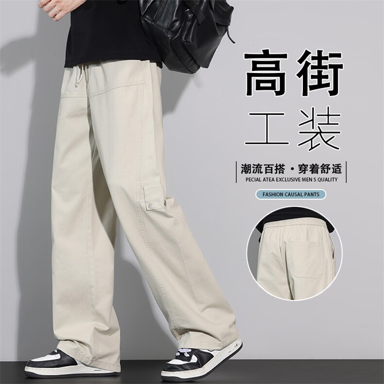 美式工装休闲裤男士秋季新款宽松直筒纯棉阔腿裤K6652-P60,男装工装外套,星座610（原A335）