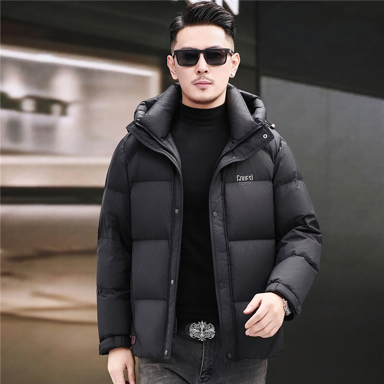 2025新款冬季短款90绒子白鸭绒羽绒服外套中年男装加厚羽绒服夹克,男装夹克,钱塘723