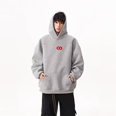 连帽加绒卫衣男高街秋冬情侣宽松潮牌潮流灰色帽衫外套WY3352，女装短外套，星座516A