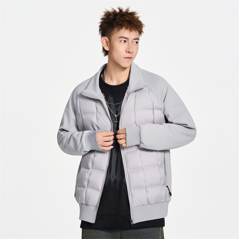 美式开衫棒球领针织衫拼接轻薄羽绒服XZ309Y95656P125,男装针织衫/毛衣,星座309（原A406）