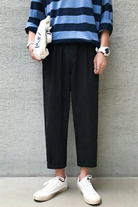 K704-P40(控58)早秋西装坠感休闲裤男士大码宽松直筒裤新款九分裤图片