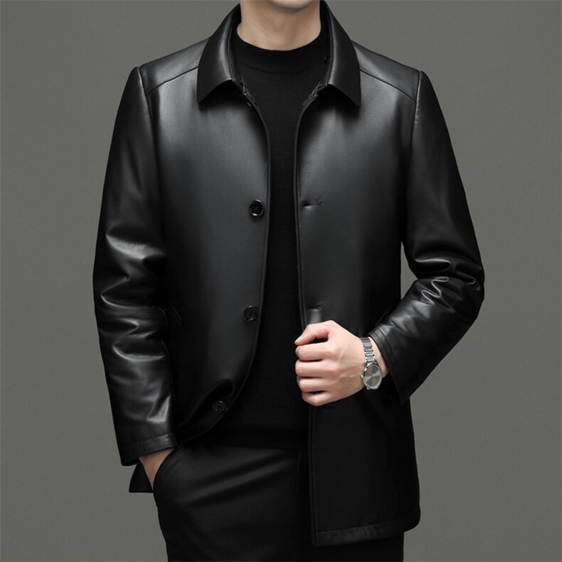 6695Y秋冬新款男士真皮羽绒服男绵羊皮外套中长款商务男装P900，男装羽绒服，电商B360A（原721A）