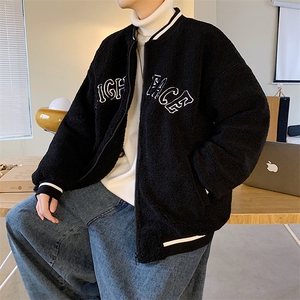 MY203-P110 羊羔毛棒球服罗口撞色刺绣棉衣图片